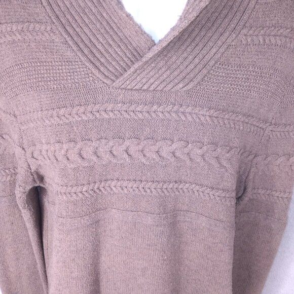 Marc Anthony Men’s Shawl Collar Sweater Medium Tan Cable Knit Pullover - Picture 8 of 16
